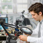 Adjustable LED Magnifying Desk Lamp with 5 Diopter Lens