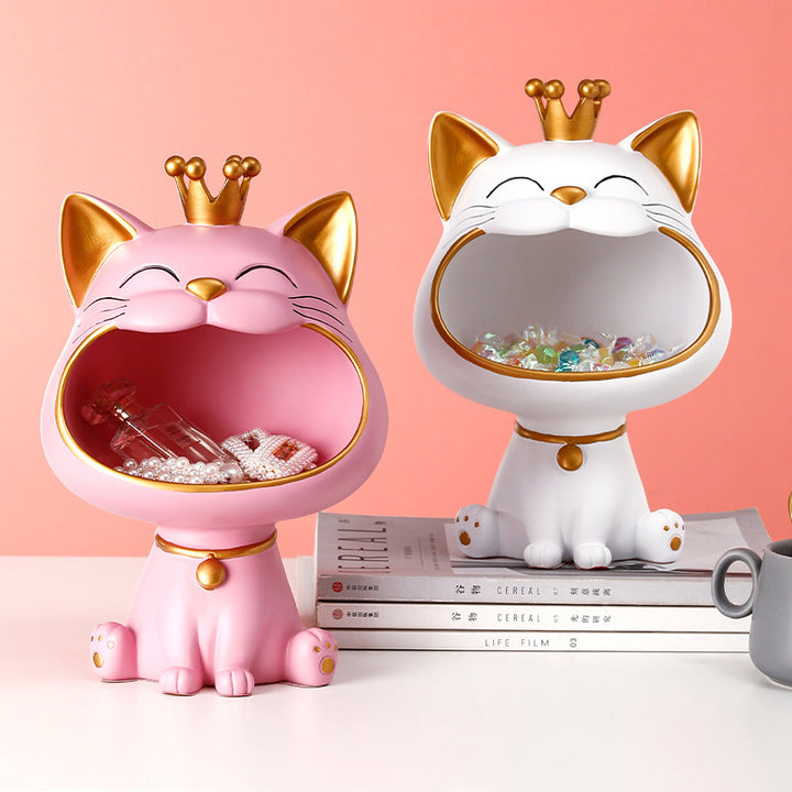 Lucky Resin Crown Cat Bigmouth Cat Storage