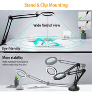 Adjustable LED Magnifying Desk Lamp with 5 Diopter Lens