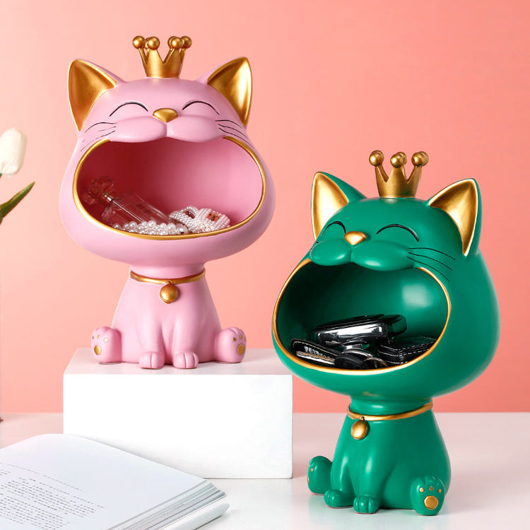 Lucky Resin Crown Cat Bigmouth Cat Storage