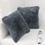 NordECO HOME 2 Pack Teal Faux Fur Cushion Covers 18 x 18 Inches