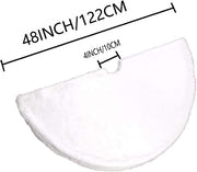 AOGU 48 Inch Faux Fur Christmas Tree Skirt White Plush Skirt for Merry Christmas Party Christmas Tree Decoration