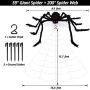 '200' Spider Web with 59' Giant Spider – Halloween Outdoor/Indoor Decor for Yard