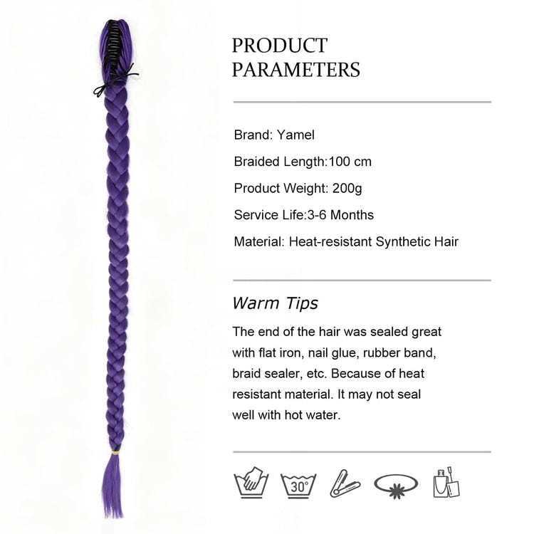 Rose Bud Rumi 40' Purple Braided Ponytail Extension