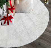 AOGU 48 Inch Faux Fur Christmas Tree Skirt White Plush Skirt for Merry Christmas Party Christmas Tree Decoration