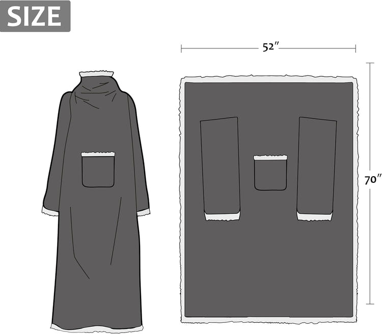 Catalonia Sherpa Wearable Blanket with Sleeves Arms
