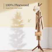Pipishell Sturdy Wooden Coat Tree with 8 Hooks