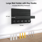 Wall Key and Mail Holder with Shelf