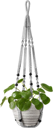 Indoor Hanging Planter Basket with Wood Beads Decorative Flower Pot Holder