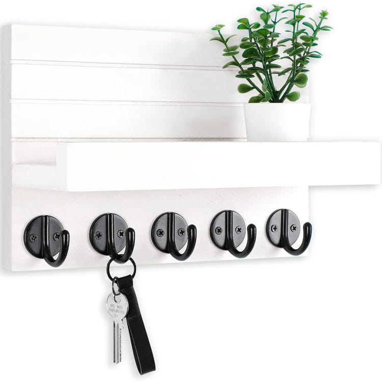 Wall Key and Mail Holder with Shelf