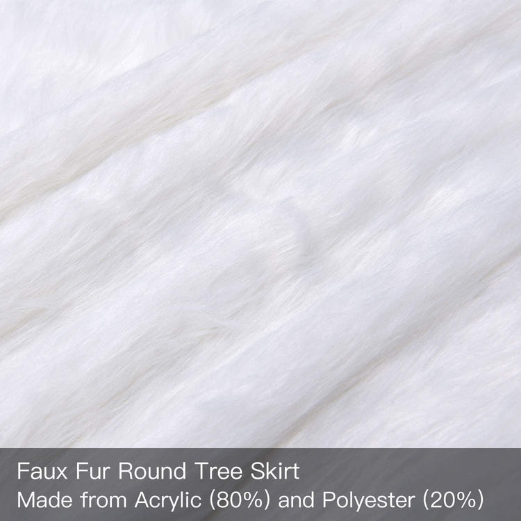 YEAHOME 48 Inch White Faux Fur Christmas Tree Skirt