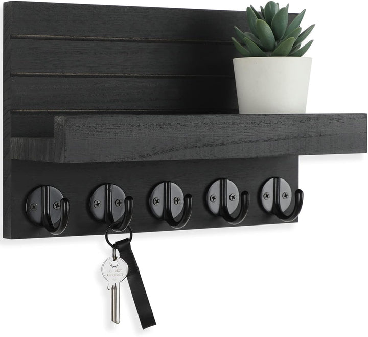 Wall Key and Mail Holder with Shelf