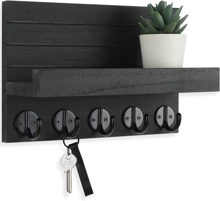 Wall Key and Mail Holder with Shelf
