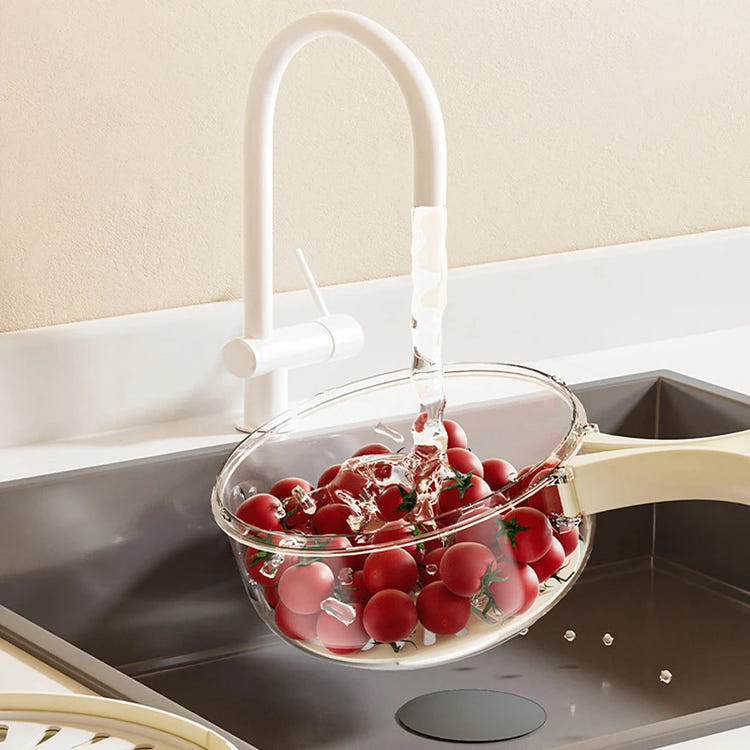 Fruit Drain Basket With Lid Vegetable Washing Bowl Kitchen Gadgets
