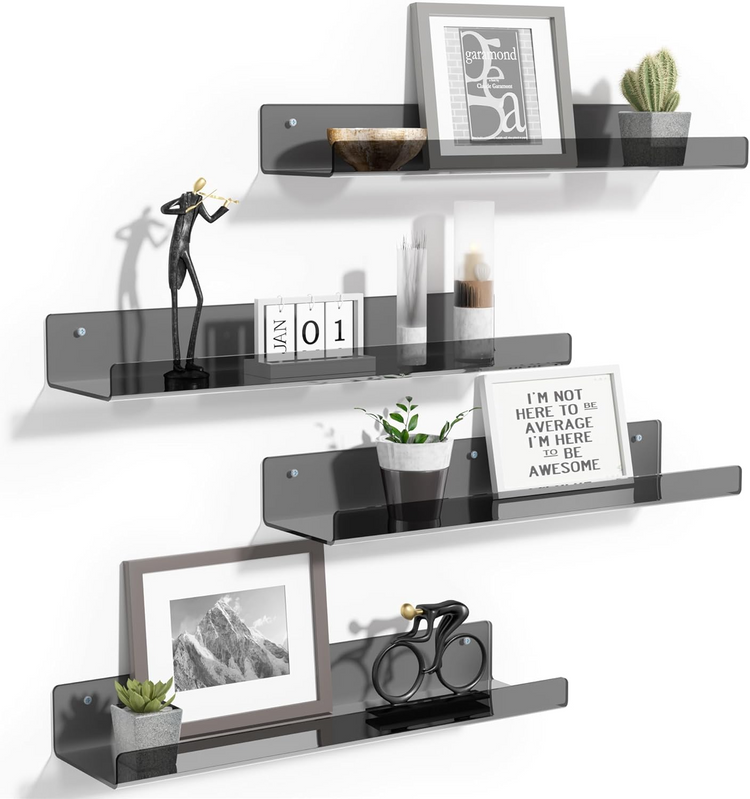 Acrylic Shelves for Wall Decor, 15" Display Shelf