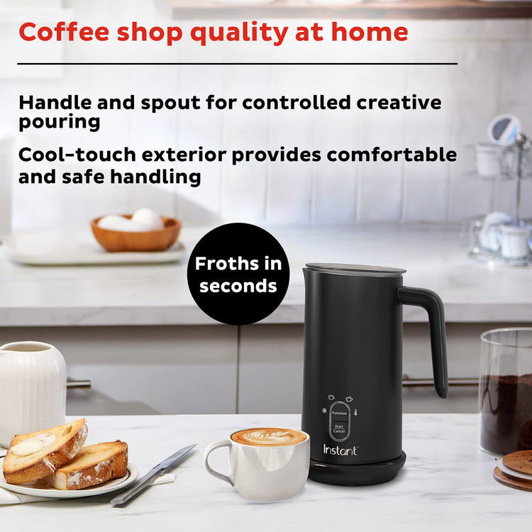 Instant Pot Milk Frother, 4-in-1 Electric Milk Steamer 500W, Black