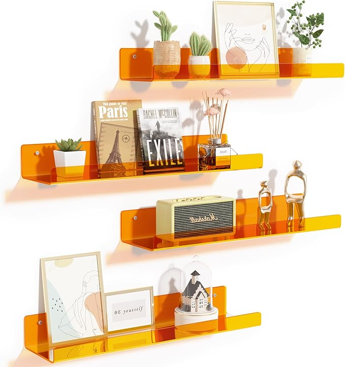 Acrylic Shelves for Wall Decor, 15" Display Shelf