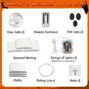 2-Pack Halloween Ghost Decorations with Remote-Controlled String Lights