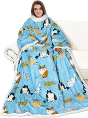 Catalonia Sherpa Wearable Blanket with Sleeves Arms
