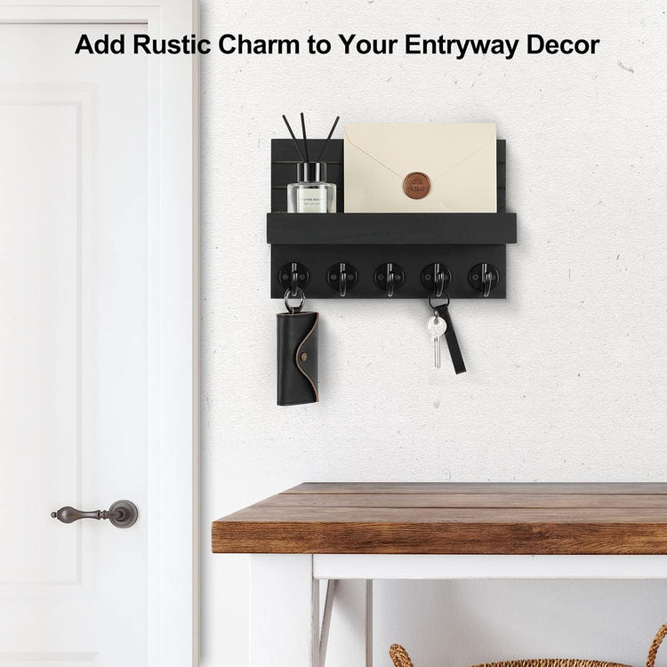 Wall Key and Mail Holder with Shelf