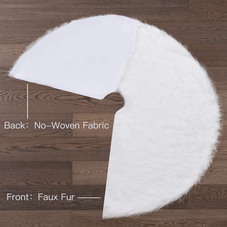 YEAHOME 48 Inch White Faux Fur Christmas Tree Skirt