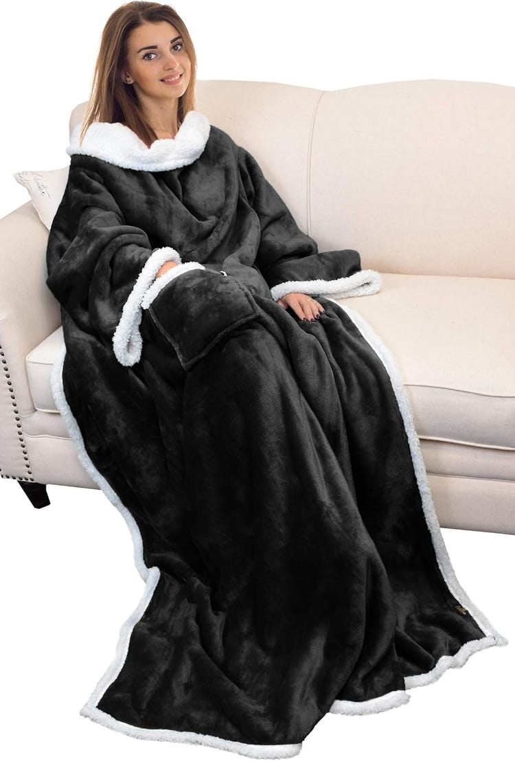Catalonia Sherpa Wearable Blanket with Sleeves Arms