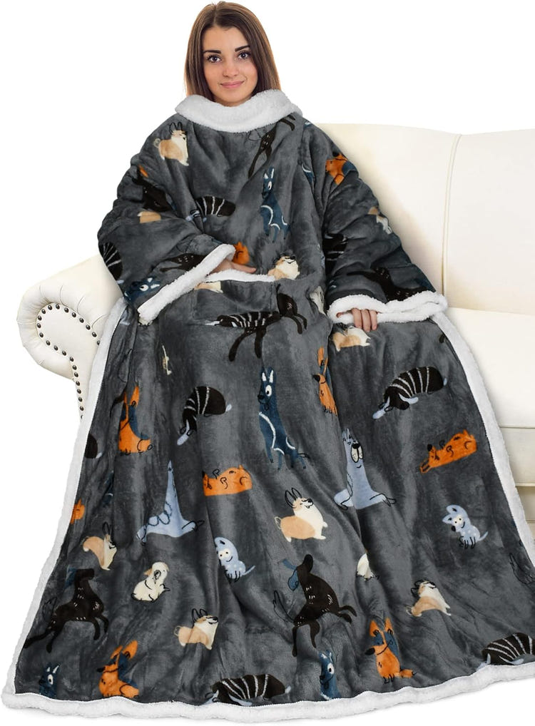 Catalonia Sherpa Wearable Blanket with Sleeves Arms