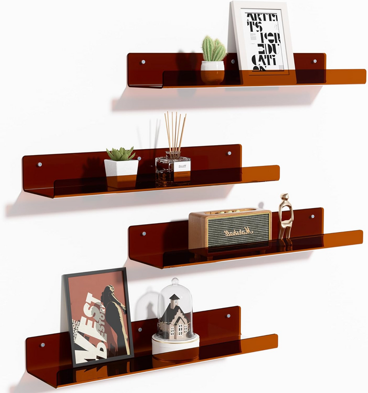 Acrylic Shelves for Wall Decor, 15" Display Shelf