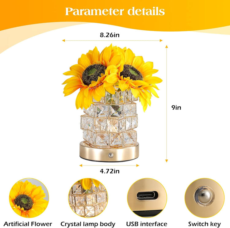 Rechargeable Sunflowers Cordless Touch Table Lamp