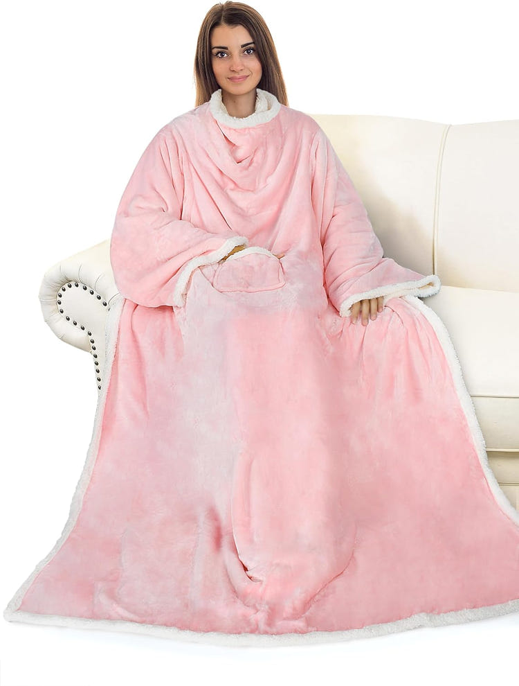 Catalonia Sherpa Wearable Blanket with Sleeves Arms