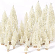 30pcs Mini Christmas Trees Artificial Bottle Brush Trees with Wooden Base for Decor