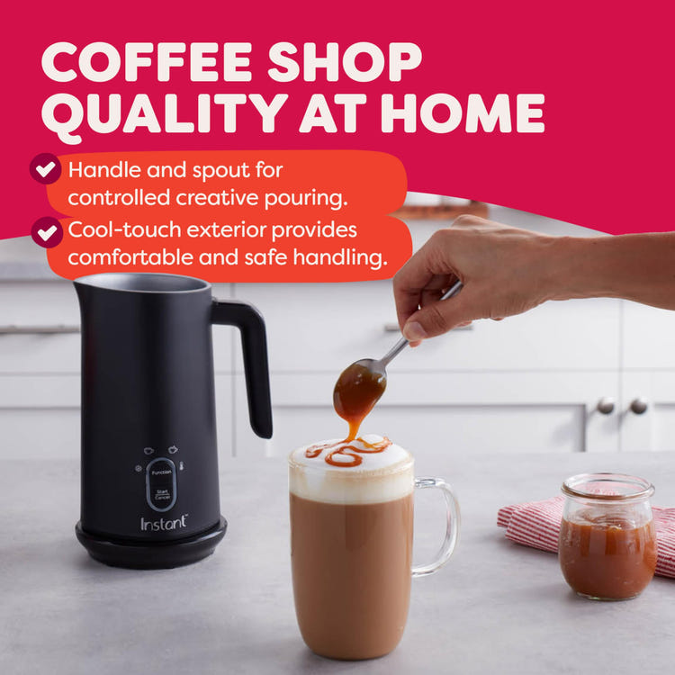 Instant Pot Milk Frother, 4-in-1 Electric Milk Steamer 500W, Black