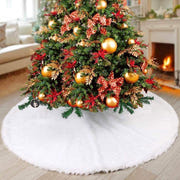 YEAHOME 48 Inch White Faux Fur Christmas Tree Skirt