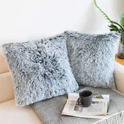 NordECO HOME 2 Pack Teal Faux Fur Cushion Covers 18 x 18 Inches