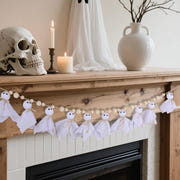 7Ft Halloween Ghost Garland with Wooden Beads