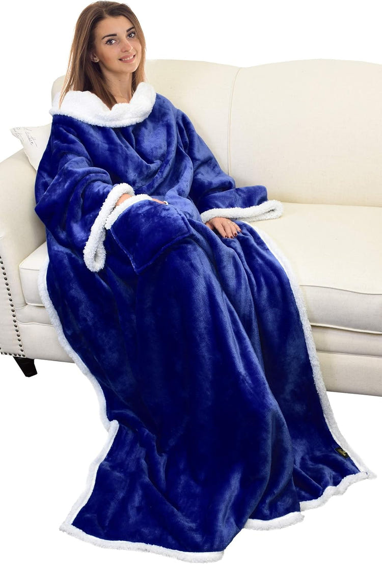 Catalonia Sherpa Wearable Blanket with Sleeves Arms