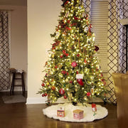 YEAHOME 48 Inch White Faux Fur Christmas Tree Skirt