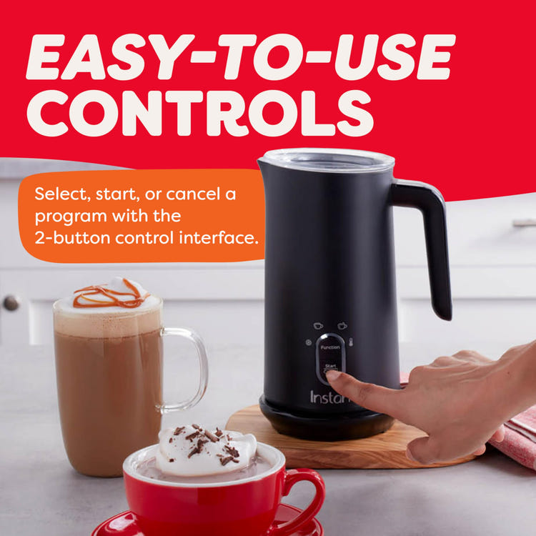 Instant Pot Milk Frother, 4-in-1 Electric Milk Steamer 500W, Black