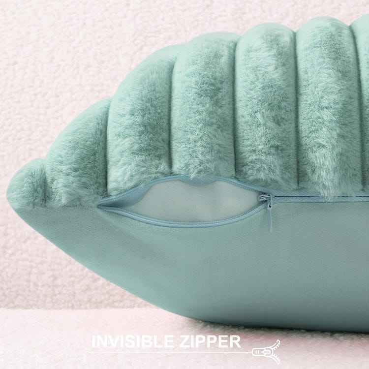 Pallene Faux Fur Plush Throw Pillow Covers 18x18 Set of 2