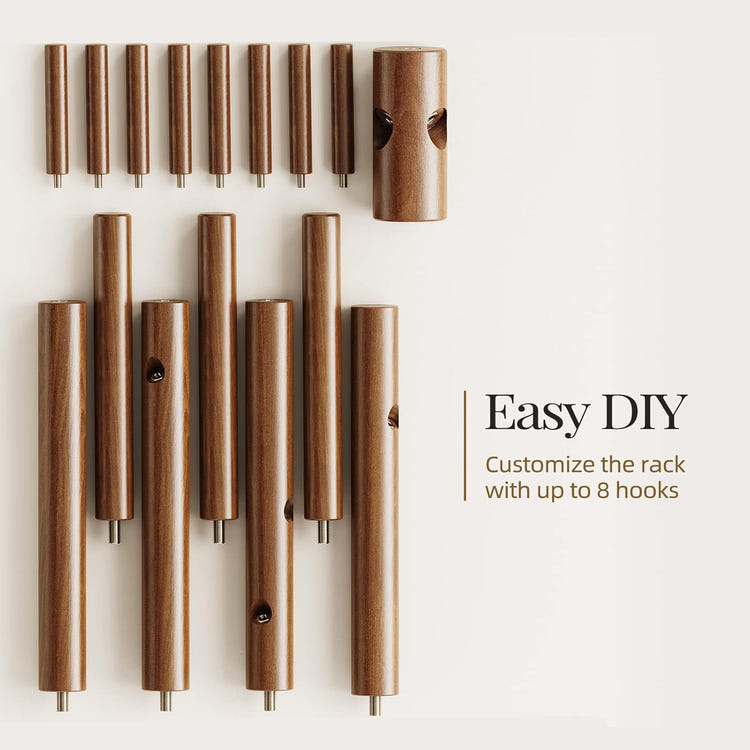 Pipishell Sturdy Wooden Coat Tree with 8 Hooks