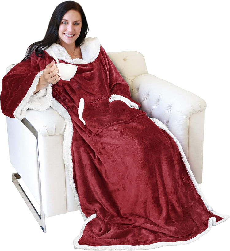Catalonia Sherpa Wearable Blanket with Sleeves Arms
