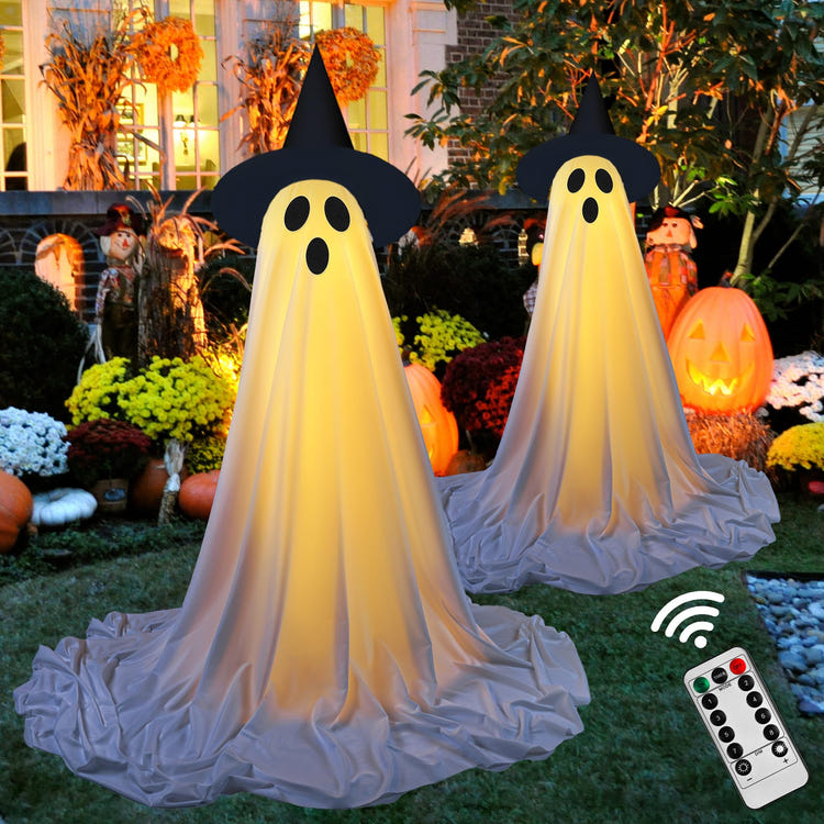 2-Pack Halloween Ghost Decorations with Remote-Controlled String Lights