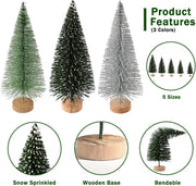 30pcs Mini Christmas Trees Artificial Bottle Brush Trees with Wooden Base for Decor