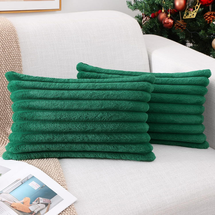 Pallene Faux Fur Plush Throw Pillow Covers 18x18 Set of 2