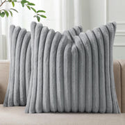 Pallene Faux Fur Plush Throw Pillow Covers 18x18 Set of 2