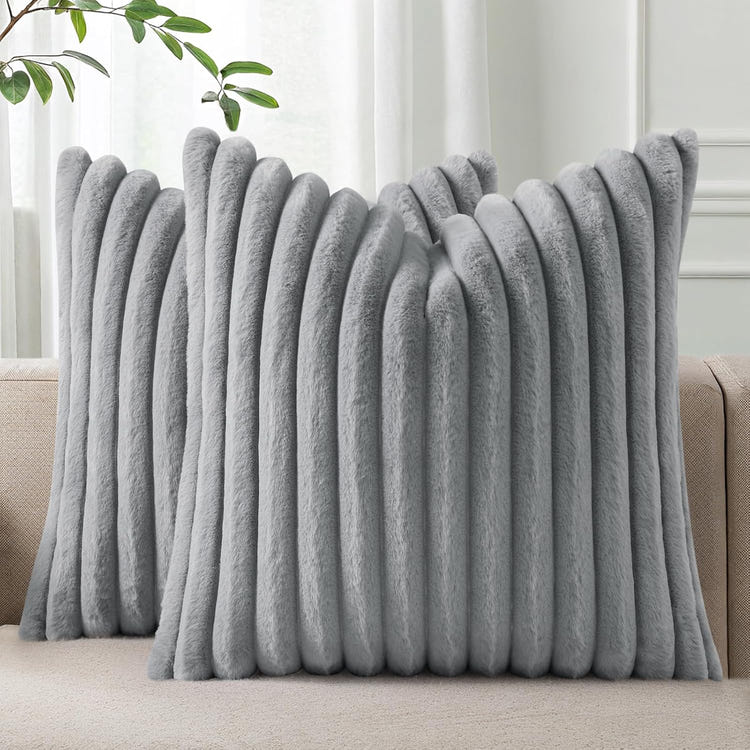 Pallene Faux Fur Plush Throw Pillow Covers 18x18 Set of 2