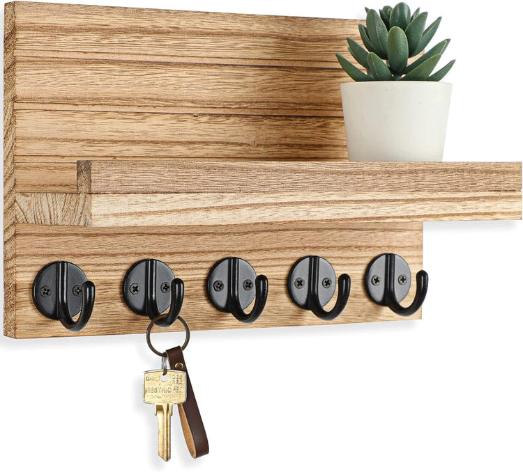 Wall Key and Mail Holder with Shelf
