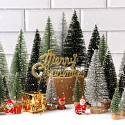 30pcs Mini Christmas Trees Artificial Bottle Brush Trees with Wooden Base for Decor