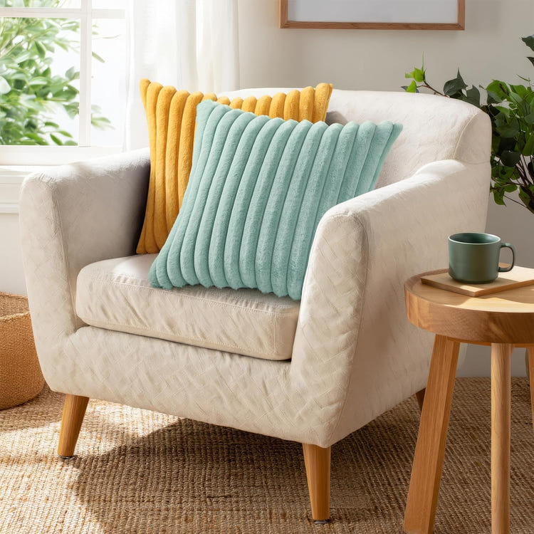 Pallene Faux Fur Plush Throw Pillow Covers 18x18 Set of 2