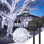 Minetom Solar String Lights Outdoor Waterproof- 40 FT 100 LED Solar Powered String Lights with 8 Lighting Modes, IP65 Waterproof Solar Christmas Lights for Outdoor Outside Tree Party Decor, Warm White